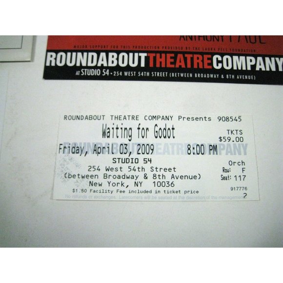 Waiting for Godot Playbill 2009 Roundabout Theatre Ticket Nathan Lane Bill Irwin - Picture 4 of 11